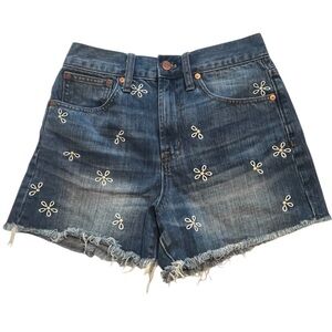 Madewell The Perfect Daisy Embroidered High Waist Jean Shorts size 25